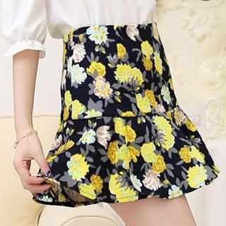 Romantica Flower-Print A-Line Skirt
