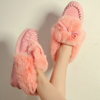 Pixie Pair Bow Furry Boot Slippers