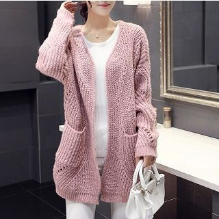 ZCY Open-Front Long Knit Cardigan