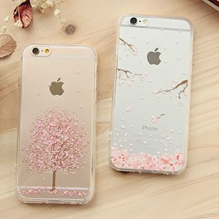 Casei Colour iPhone 6 / iPhone 6 Plus Cherry Blossom Print Transparent Case
