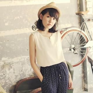 Tokyo Fashion Notched-Neckline Sleeveless Chiffon Top
