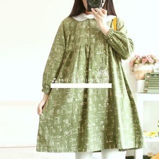 Mellow Fellow Corduroy Loose-Fit Long-Sleeve Dress