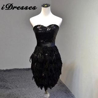 idresses Strapless Feather Cocktail Dress