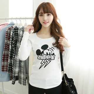 Dodostyle Mickey Mouse Printed Round-Neck T-Shirt