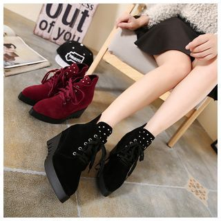Anran Studded Hidden Wedge Ankle Boots