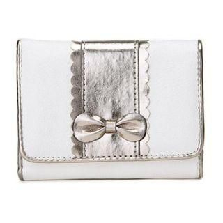 Bow-Accent Two-Tone Wallet White - One Size