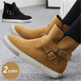 Reneve Belted Faux-Suede Ankle Boots