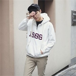 MITOSHOP Hooded Number-Appliqu  Pullover