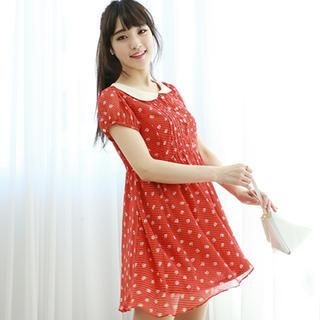 Dodostyle Patterned Peter Pan-Collar A-Line Dress