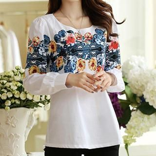 Mythmax Rhinestone Printed Blouse