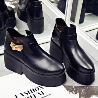 JY Shoes Genuine Leather Platform Ankle Boots