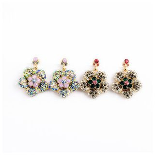 Glamiz Floral Rhinestone Earrings