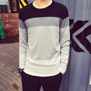 LC Homme Long-Sleeve Color-Block Knit Top