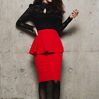 Flore Peplum Pencil Skirt