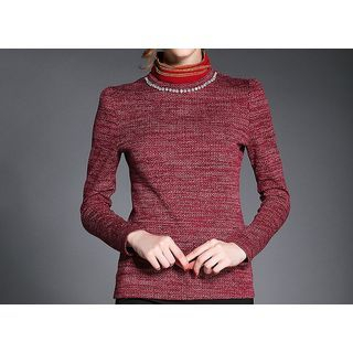 Merald Long-Sleeve Embellished Knit Top