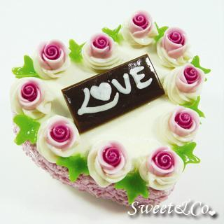 Sweet & Co. XL Handmade Purple Rose Love Heart Cake Pin