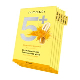 numbuzin - No.5+ Glutathione Vitamin Concentrated Mask Set 5 sheets 2025 Version - 27ml x 5 sheets