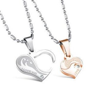 Tenri Couple Heart Titanium Steel Necklace