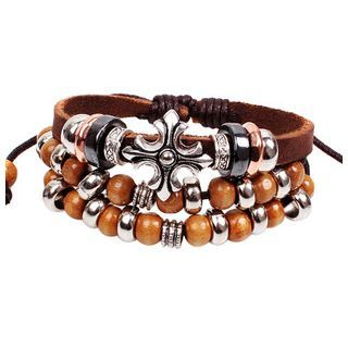 KINNO Bead Multi-Strand Genuine Leather Bracelet