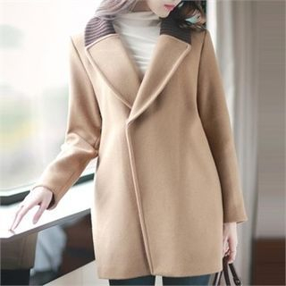 Attrangs Knit-Collar Wool Blend Coat