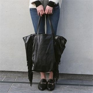 LIPHOP Fringed Faux-Leather Shoulder Bag