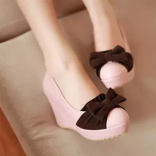 Pangmama Colour Block Bow Wedges