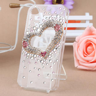 Fit-to-Kill Plum Flower Heart shaped iPhone 4/4S Case Transparent - One Size
