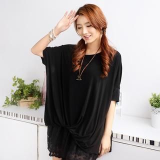 59 Seconds Short-Sleeve Draped Loose-Fit Top