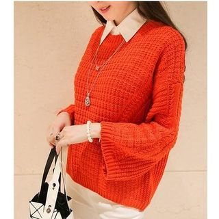 Soft Luxe Ribbed Bell-Sleeve Knit Top