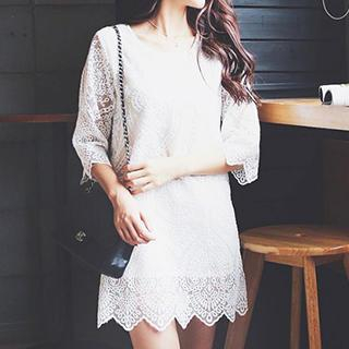 Cloud Nine 3/4-Sleeve Lace Dress