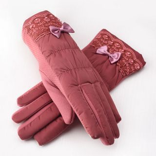 RGLT Scarves Bow-Accent Gloves