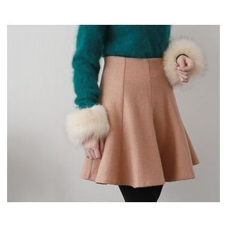 demavie Wool Blend A-Line Mini Skirt
