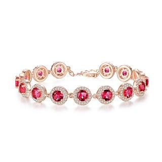 BELEC 925 Sterling Silver Bracelet with Red Cubic Zircon