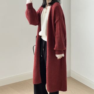 Plain Open Front Long Cardigan