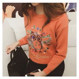 DreamyShow Owl Printed Knit Top