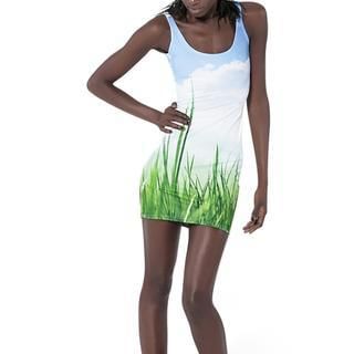 Omifa Grass-Print Tank Dress White - One Size