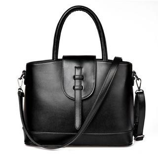 LineShow Faux-Leather Push-Lock Shoulder Bag