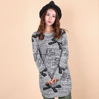 11.STREET Floral Pattern Thick Sweater