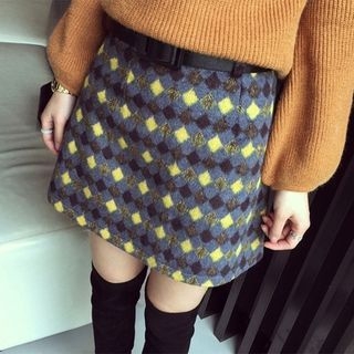 Small Mosquitoes Patterned Woolen Skirt