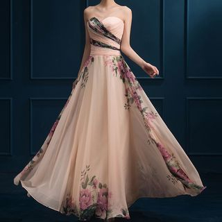 Shannair Sleeveless Floral Evening Dress