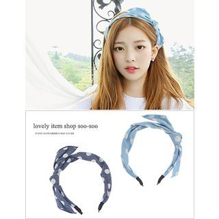 soo n soo Polka-Dot Denim Hairband