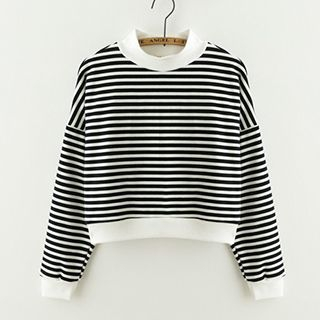 Meimei Mock-Neck Striped Pullover