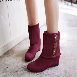 Pretty in Boots Embellished Hidden Wedge Mid-calf Boots