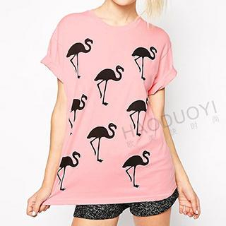 Obel Flamingo Print Short-Sleeve T-Shirt