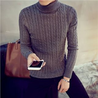 maxhomme Turtleneck Cable Knit Sweater