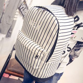 Seok Striped Embroidered Canvas Backpack