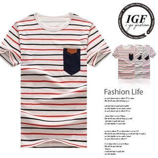 I Go Fashion Short Sleeve Striped T-Shirt