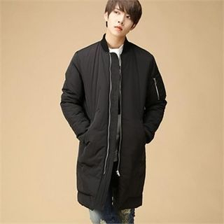 THE COVER Zip-Trim Sleeve Padded Long Jacket