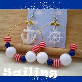 Golden big sailing ring Earrings