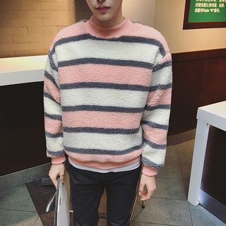 JUN.LEE Striped Fleece Sweatshirt